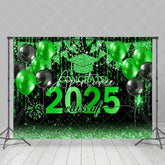 Aperturee - Black Green Balloon Flag Class Of 2025 Photo Backdrop